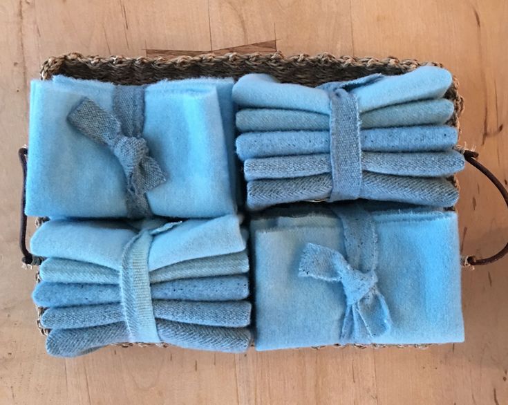 BABY BLUE EYES Hand Dyed Wool Bundle for Wool Applique and Rug Hooking