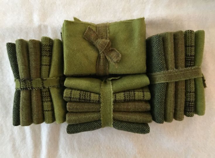 SPANISH OLIVE Hand Dyed Wool Bundle for Wool Applique and Rug Hooking