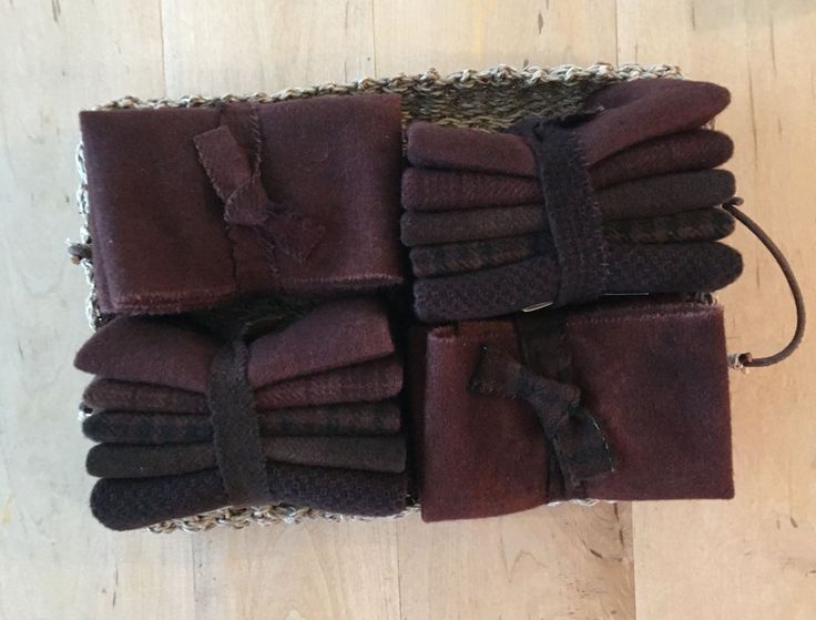 CHOCOLATE BROWN Hand Dyed Wool Bundle for Wool Applique and Rug Hooking