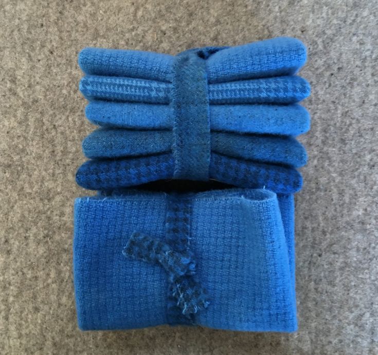 NATIONAL BLUE Hand Dyed Wool Bundle for Wool Applique and Rug Hooking