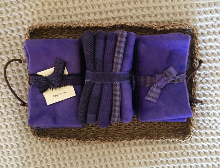 DEEP PURPLE Hand Dyed Wool Bundle for Wool Applique and Rug Hooking