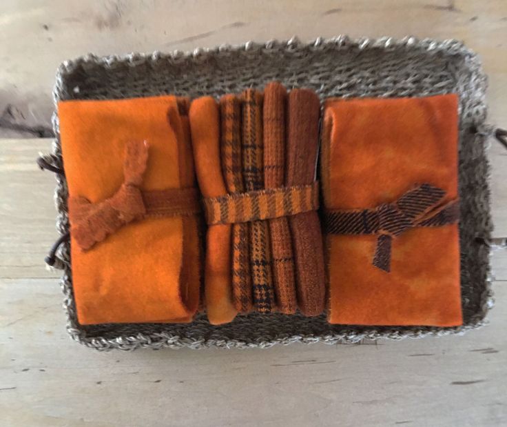 BRIGHT ORANGE Hand Dyed Wool Bundle for Wool Applique and Rug Hooking