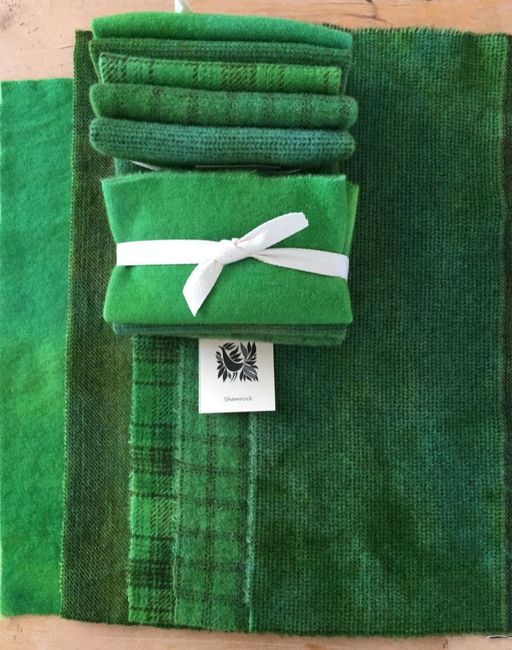 SHAMROCK GREEN Dyed Wool Bundle for Rug Hooking and Wool Applique