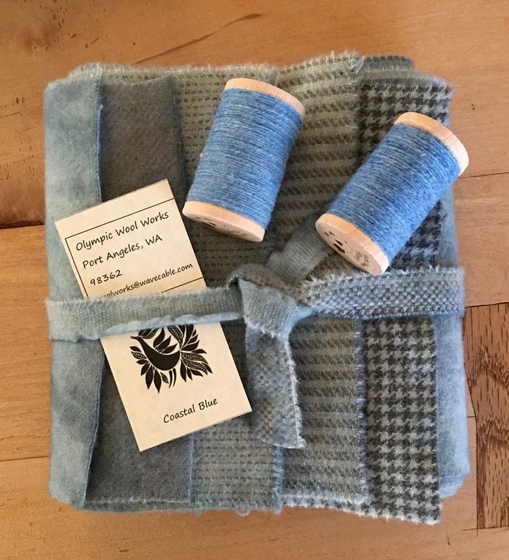 COASTAL BLUE Hand Dyed Wool Bundle Wool Applique and Primitive Rug Hooking