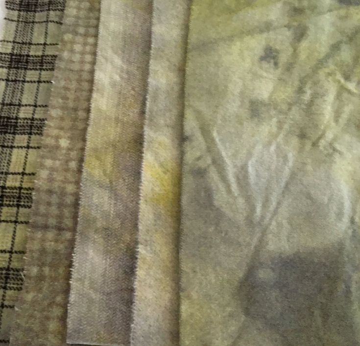 GREEN TEA Hand Dyed Wool Bundle for Primitive Wool Applique and Rug Hooking