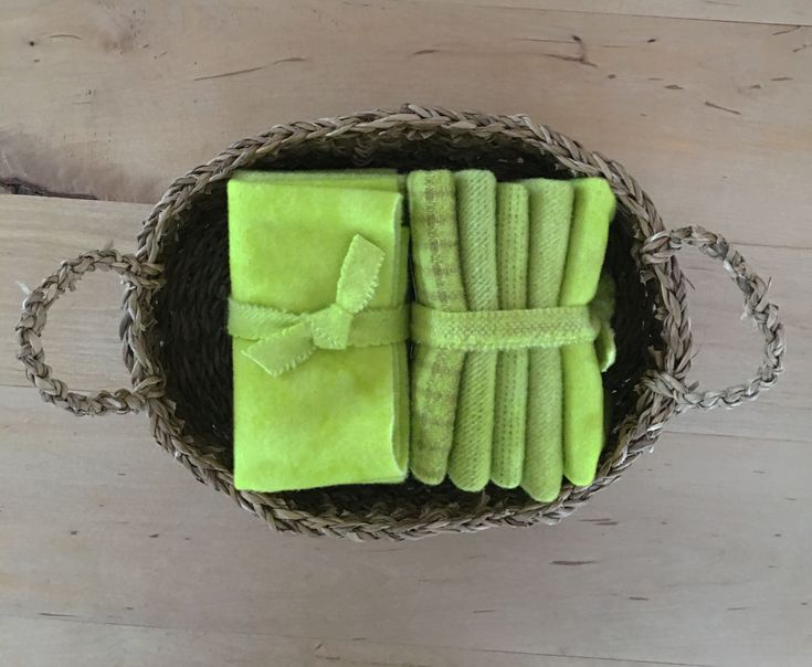 CHARTREUSE Hand-dyed Wool Bundle for Wool Applique and Rug Hooking