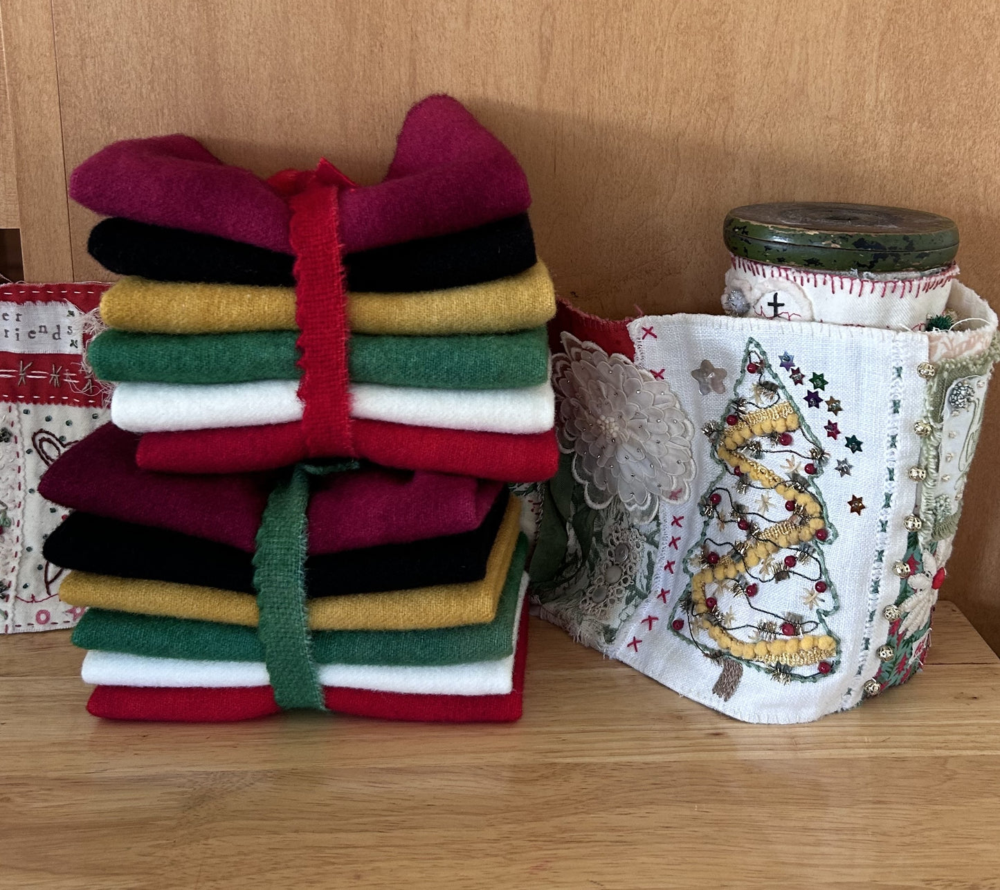 CHRISTMAS VIBE Six Pack of Hand Dyed Wool Bundle for Rug Hooking & Wool Applique