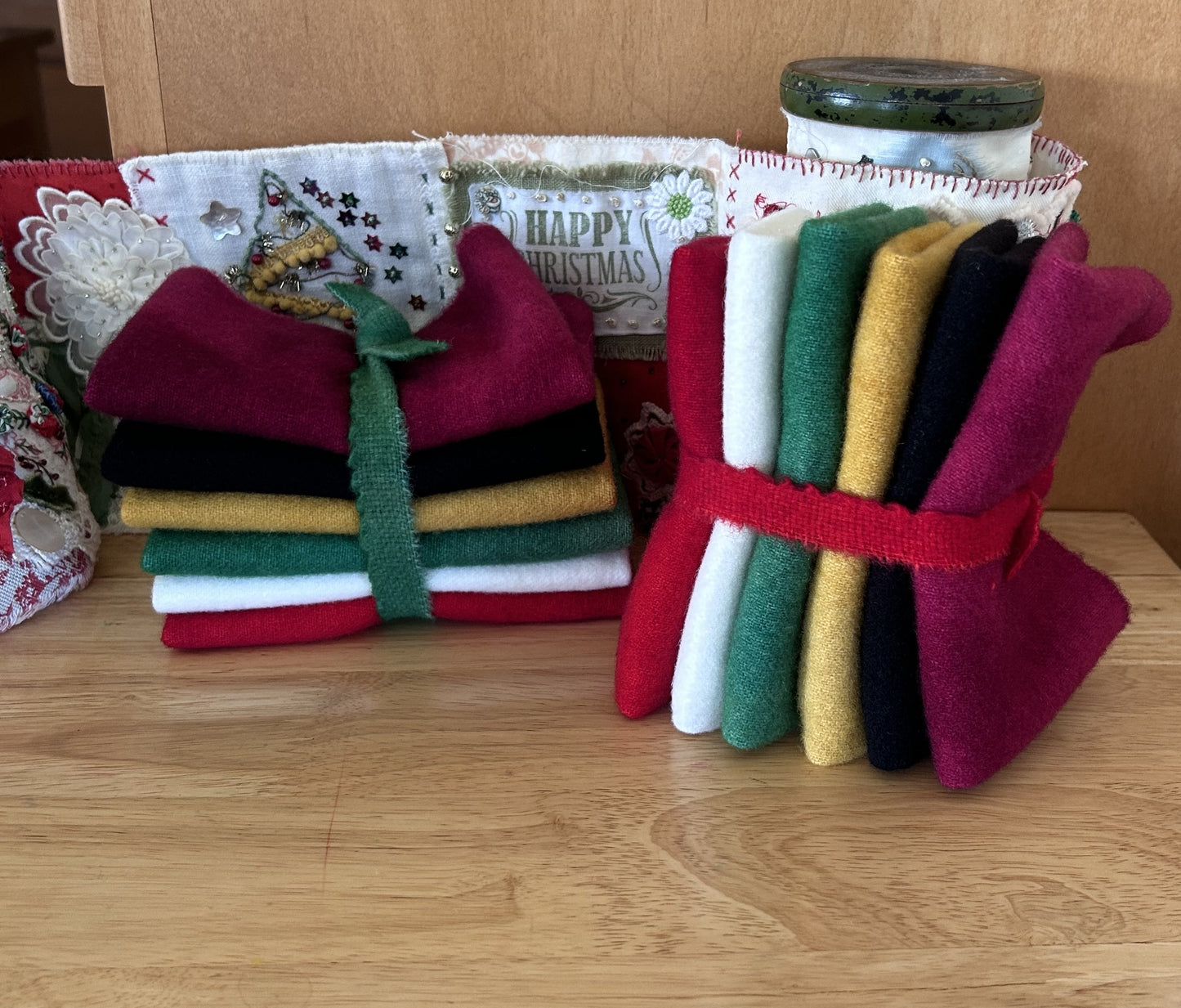 CHRISTMAS VIBE Six Pack of Hand Dyed Wool Bundle for Rug Hooking & Wool Applique