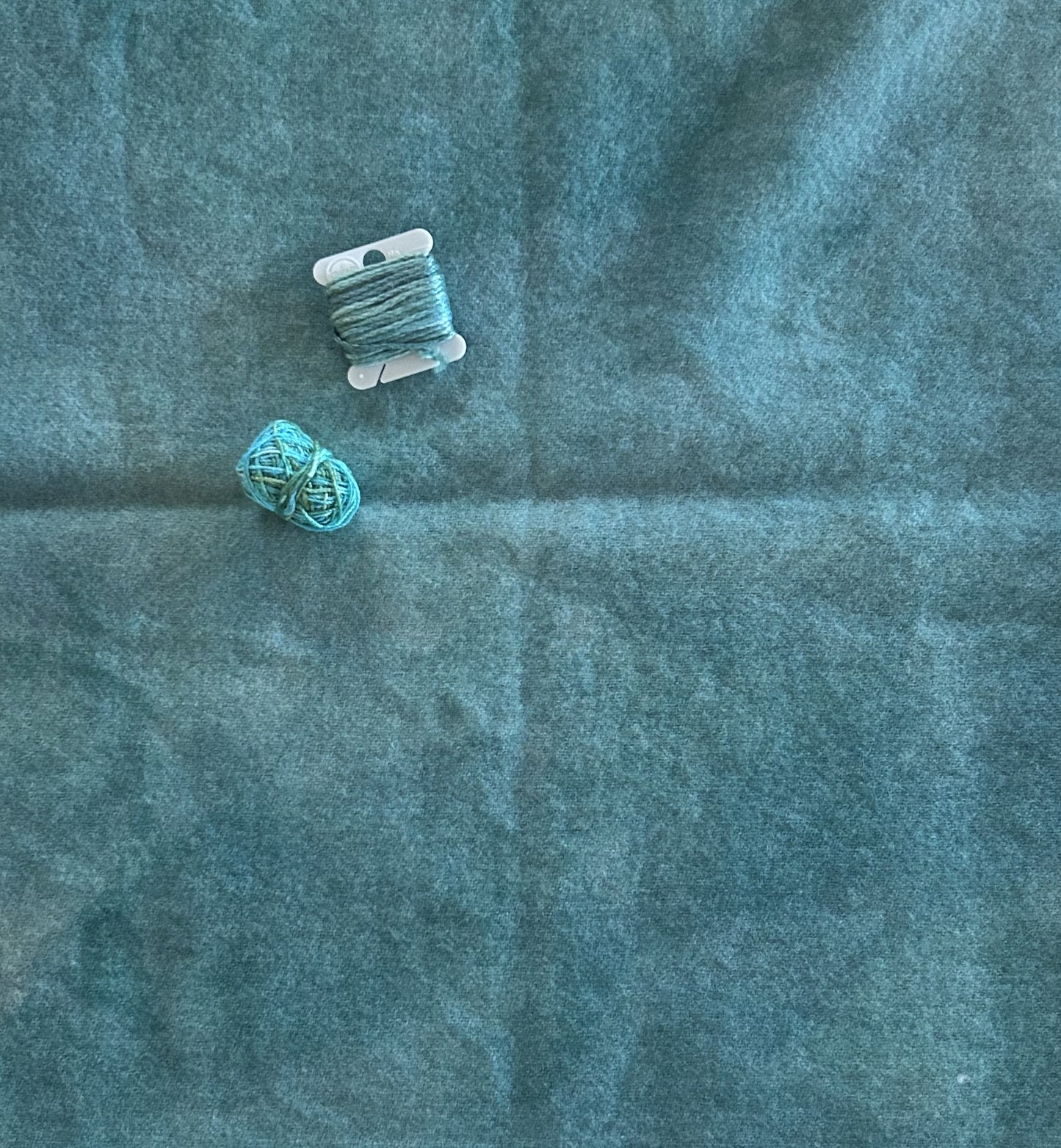 Dark AQUA Hand Dyed Fat Eighth and Coordinating Threads