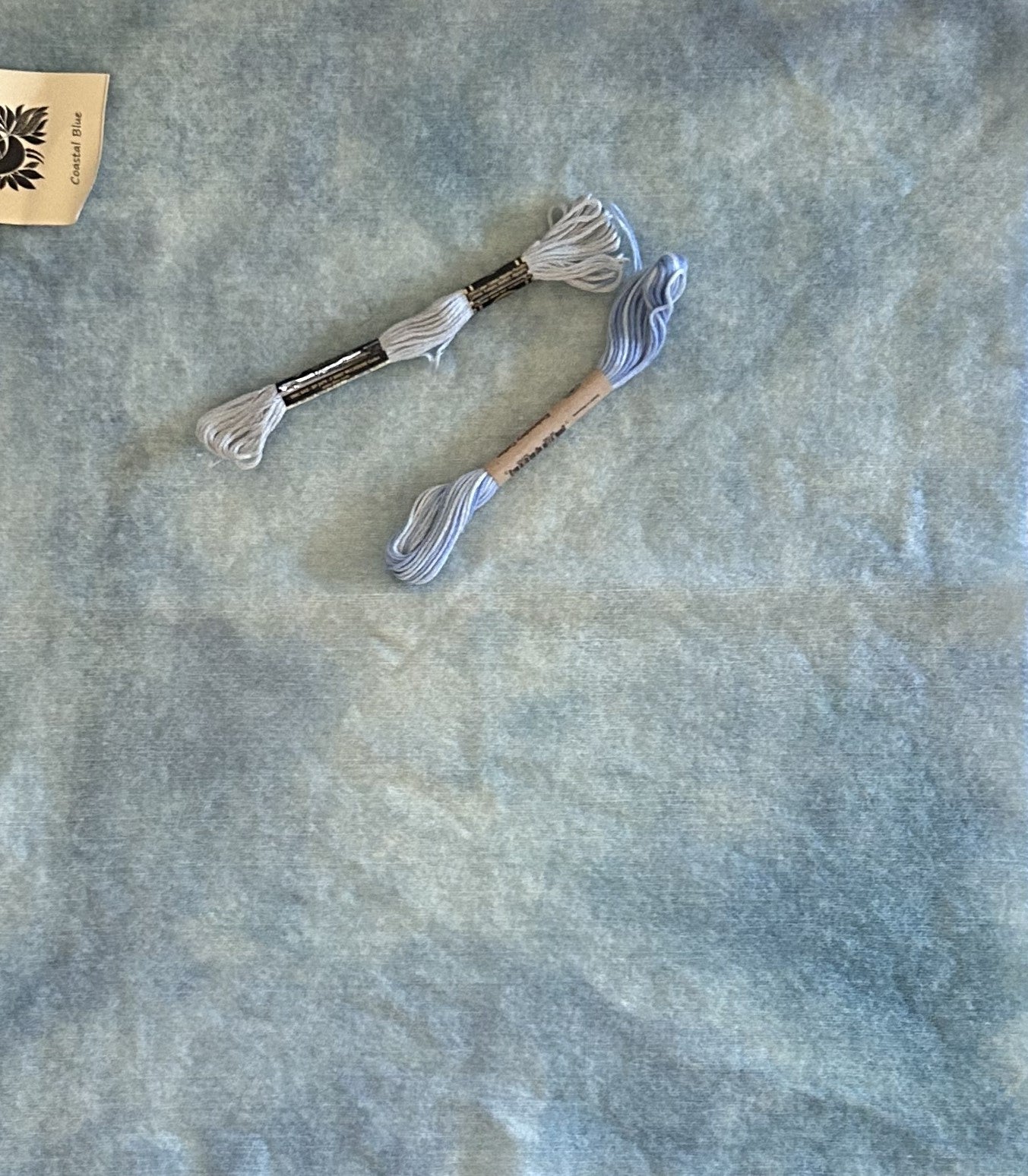 COASTAL BLUE Hand Dyed Fat Eighth and Coordinating Threads