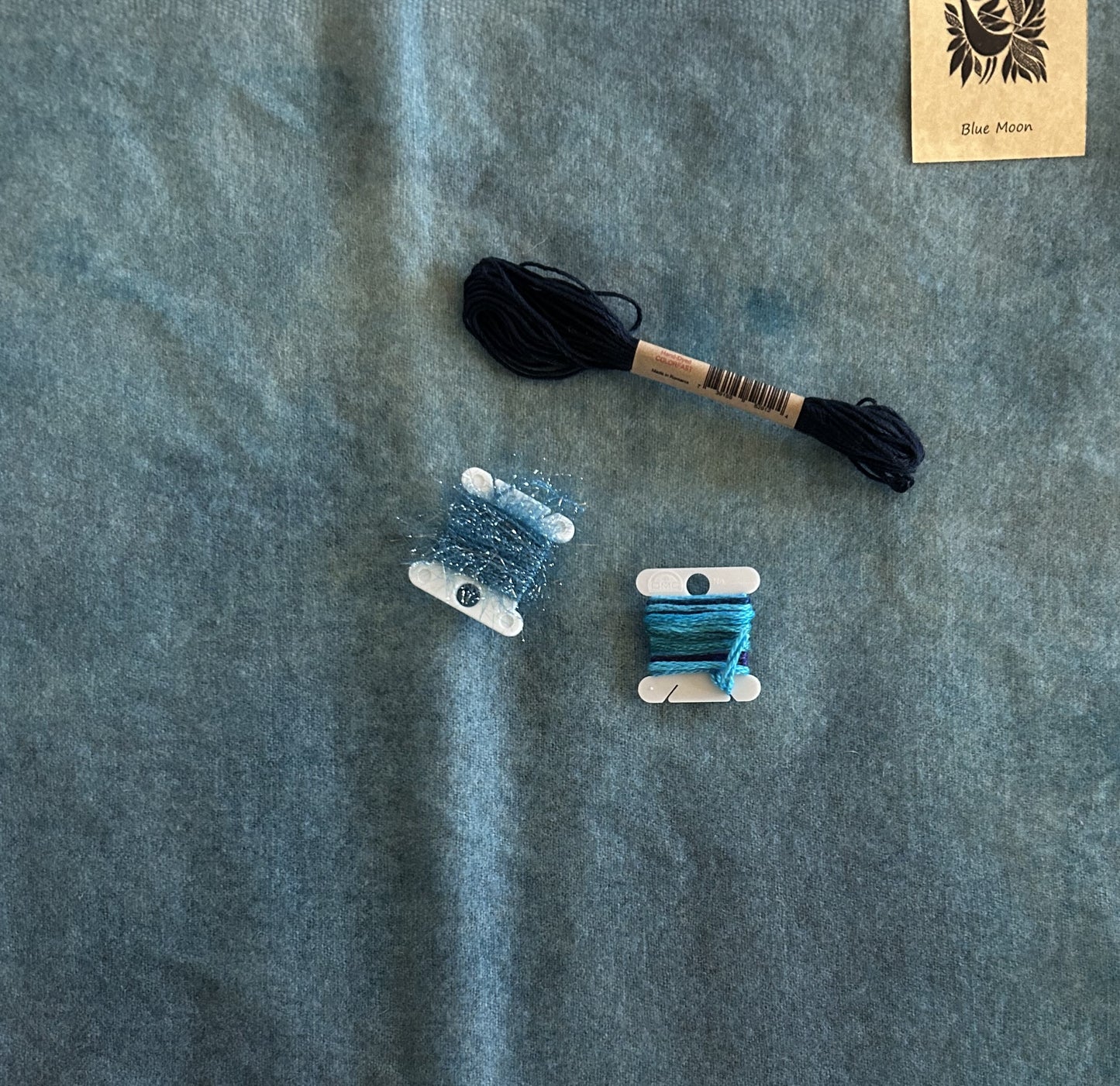 BLUE MOON Hand Dyed Fat Eighth and Coordinating Threads