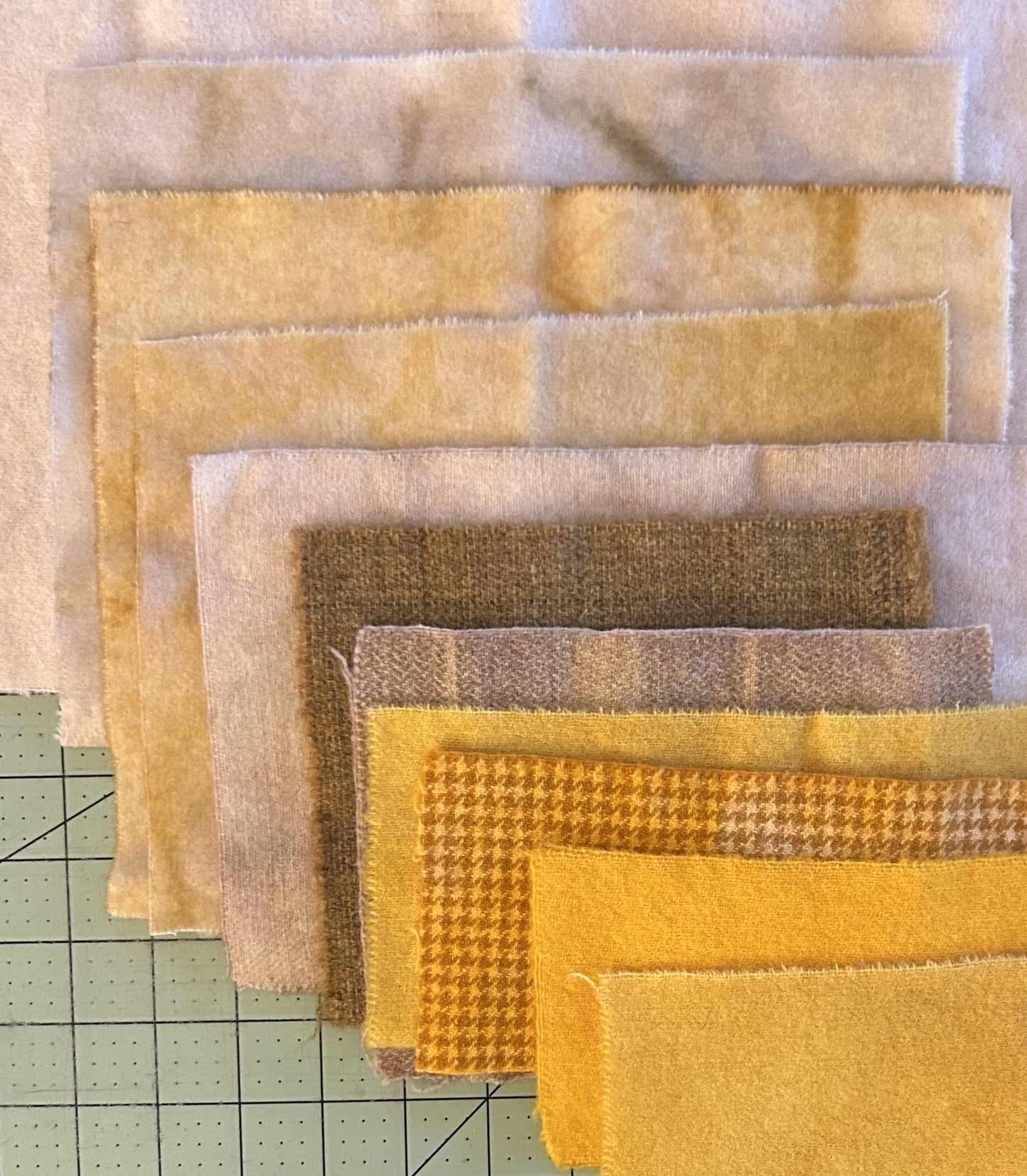 YELLOW and Gold Hand Dyed Wool Scraps for Wool Applique and Other Craft Projects