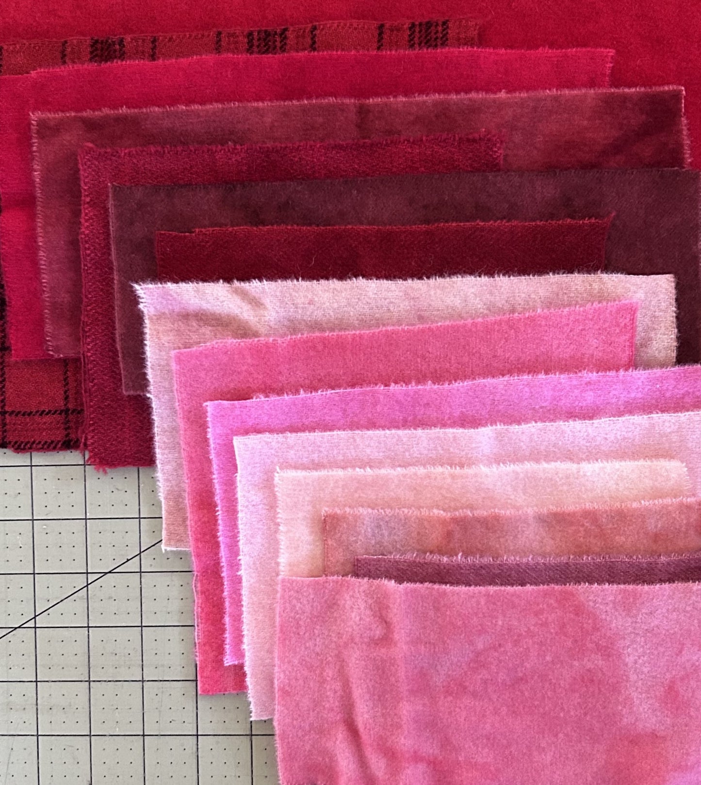 RED and PINK#1 - Hand Dyed Wool Scraps
