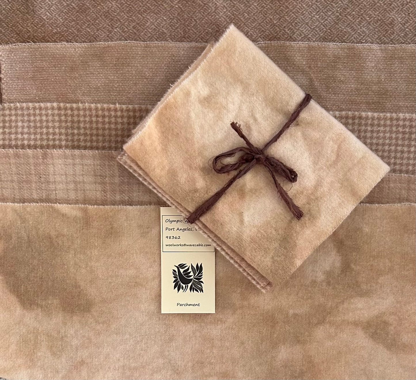 PARCHMENT Hand Dyed Wool Bundle for Primitive Wool Applique and Rug Hooking