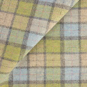 Tan/ Light Blue/ Light Green/ Grey Plaid Mill Dyed Wool Fat Quarter Yard