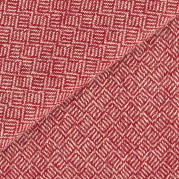 Red & White Geometric Mill Dyed Wool Fabric, 16x26, Applique Rug Hooking