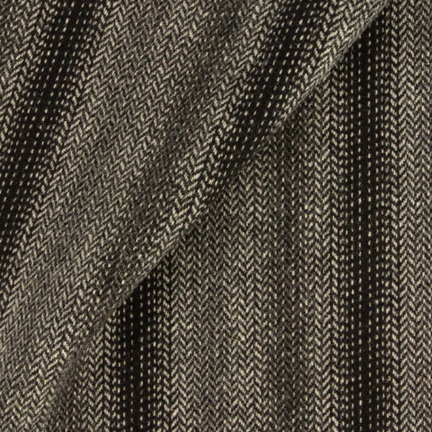 Black Ombre Stripes Fat Quarter Yard, Felted Mill Dyed Wool Fabric