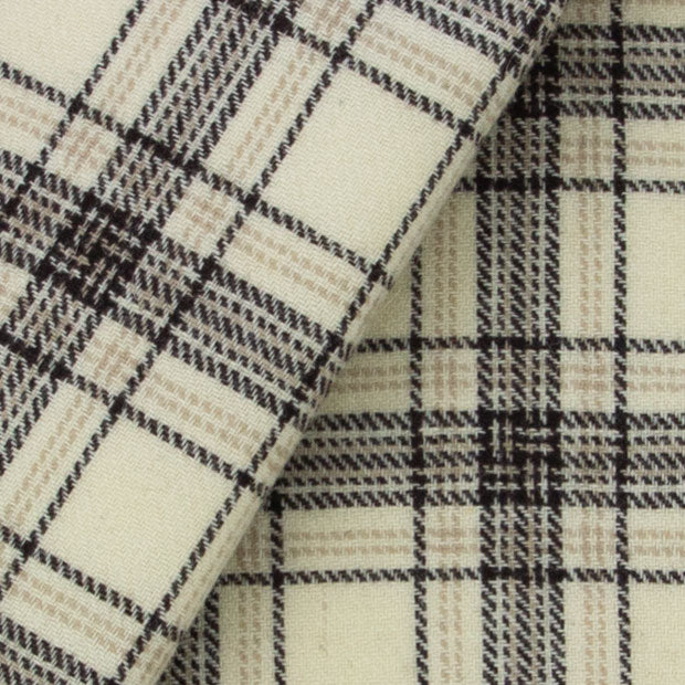 BROWN PLAID Fat Quarter Yard, Felted Wool Fabric for Rug Hooking, Wool Applique & Crafts