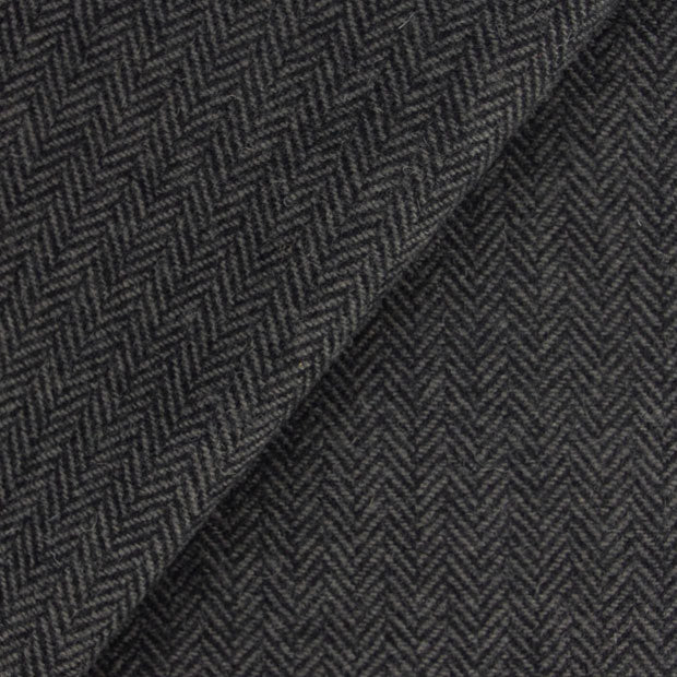 GREY and Black Herringbone Mill Dyed Wool Fabric for Wool Projects
