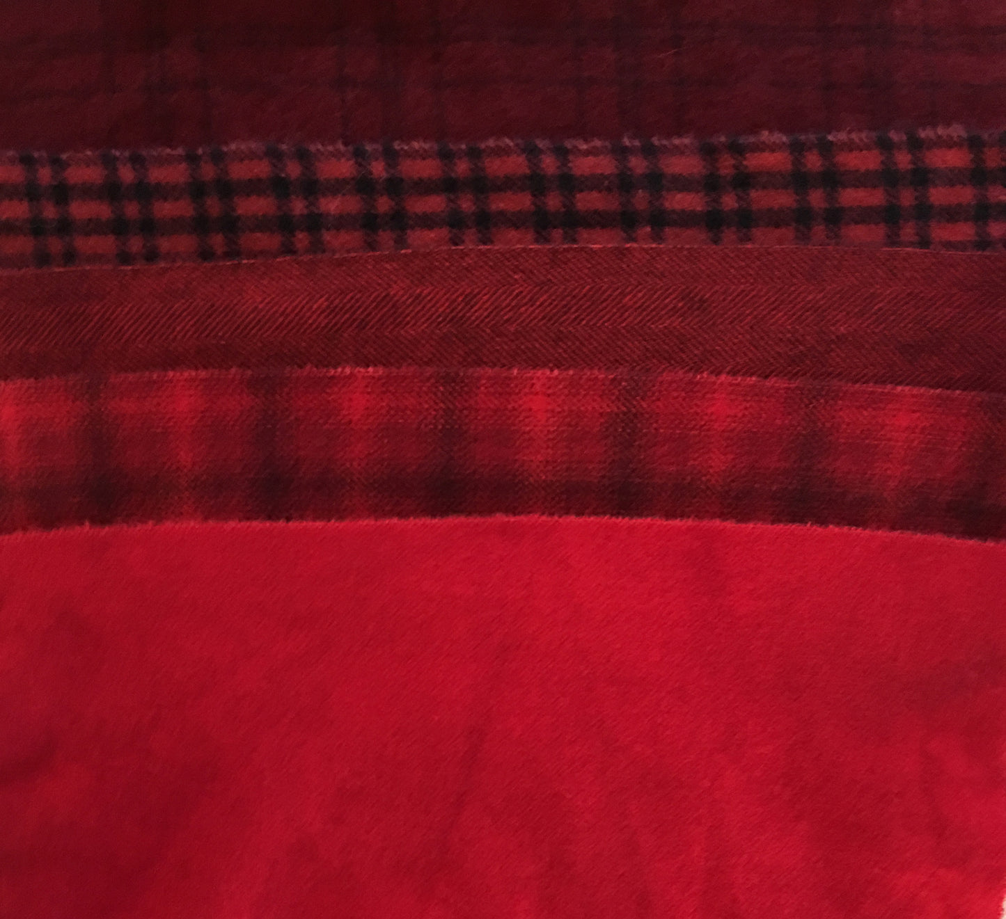 BRIGHT RED Hand Dyed Wool Bundle for Wool Applique and Rug Hooking