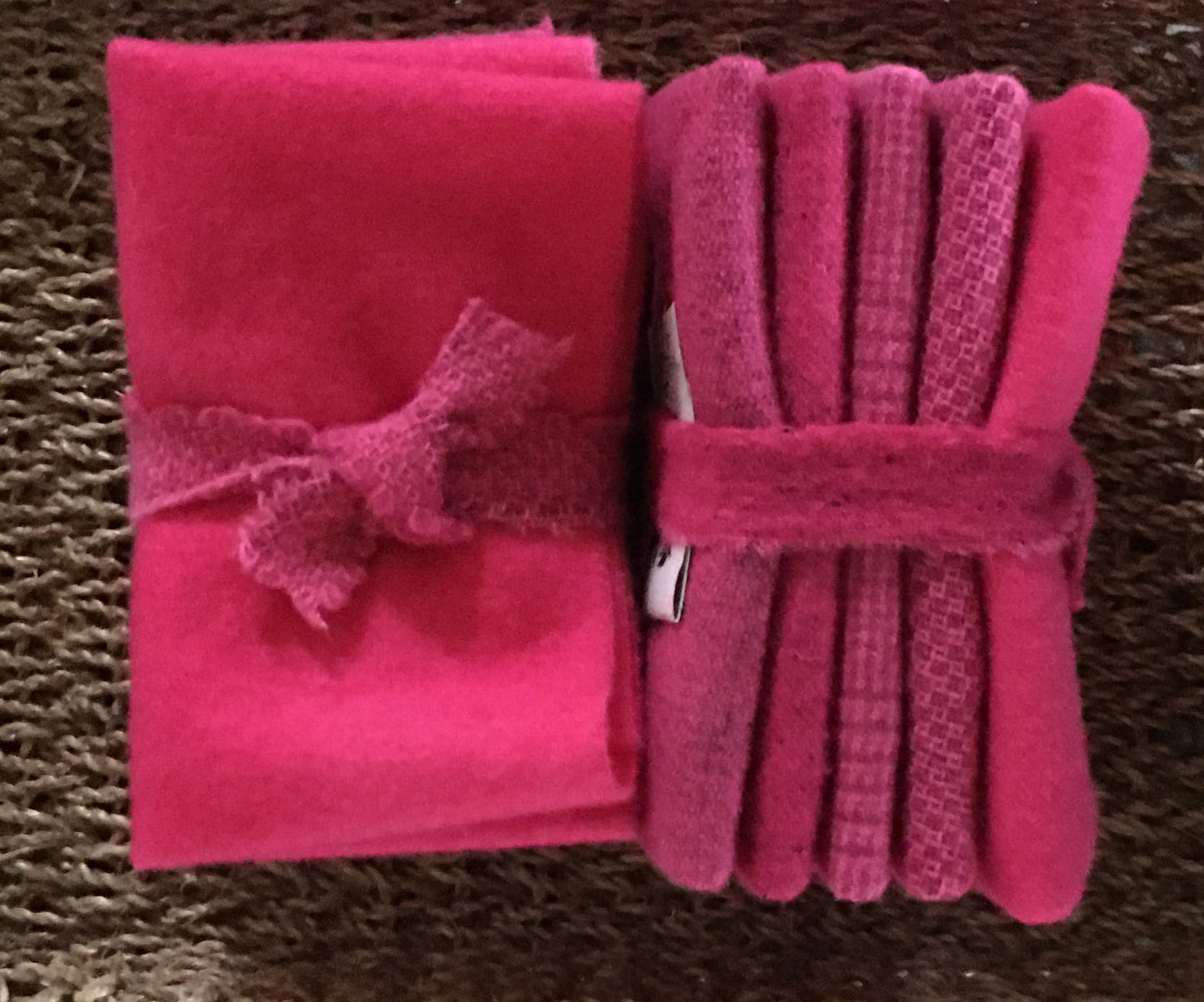 MAGENTA Hand Dyed Wool Bundle for Wool Applique and Rug Hooking