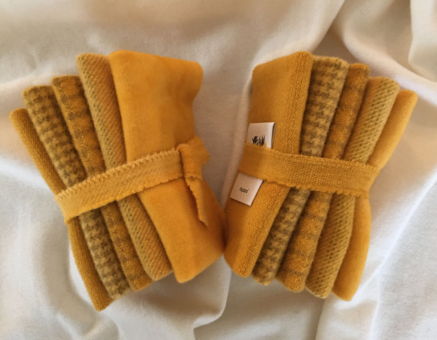 MUSTARD Hand Dyed Wool Bundle for Wool Applique, Rug Hooking, Rug Braiding and Wool Crafting