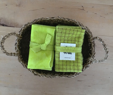 CHARTREUSE Hand-dyed Wool Bundle for Wool Applique and Rug Hooking