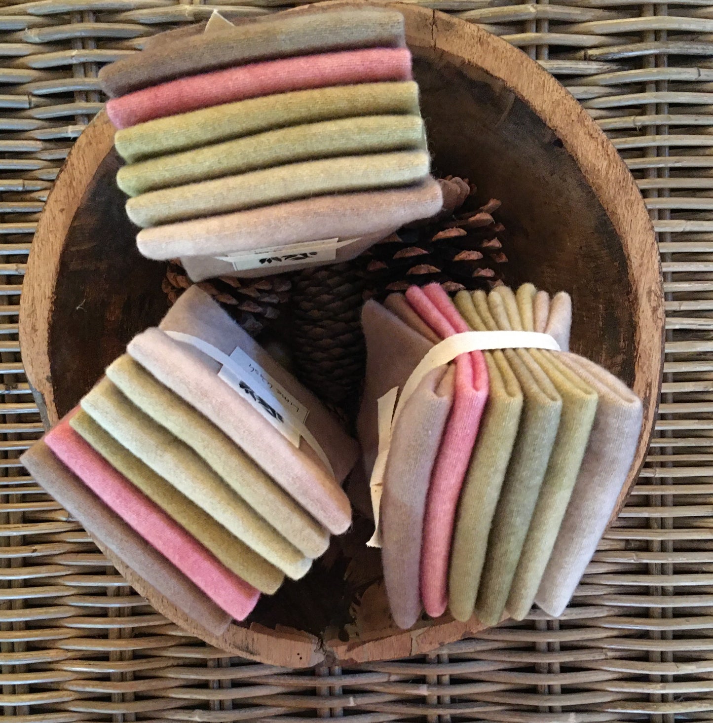 LIME WASH Six Pack of Hand Dyed Wool Bundle for Rug Hooking and Wool Applique