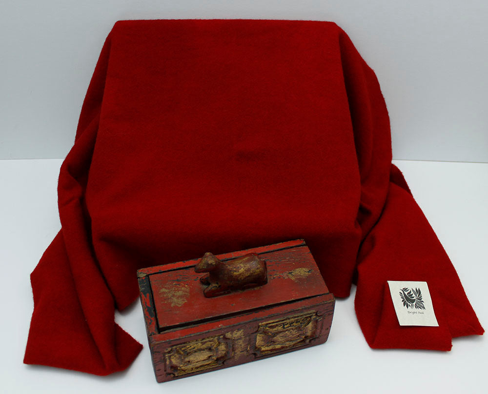 BRIGHT RED Hand Dyed Wool Fabric for Wool Applique and Rug Hooking