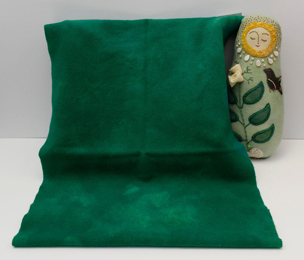 LEAF GREEN Hand Dyed Wool Fabric for Wool Applique and Rug Hooking