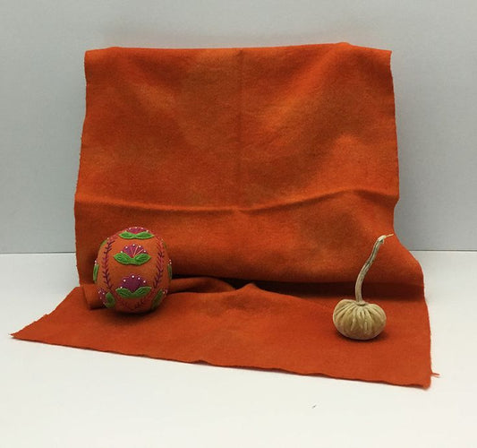 BRIGHT ORANGE Hand Dyed Wool Fabric for Wool Applique and Rug Hooking