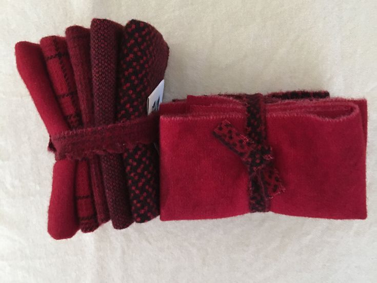 RED VELVET Hand Dyed Wool Bundle for Rug Hooking and Wool Applique