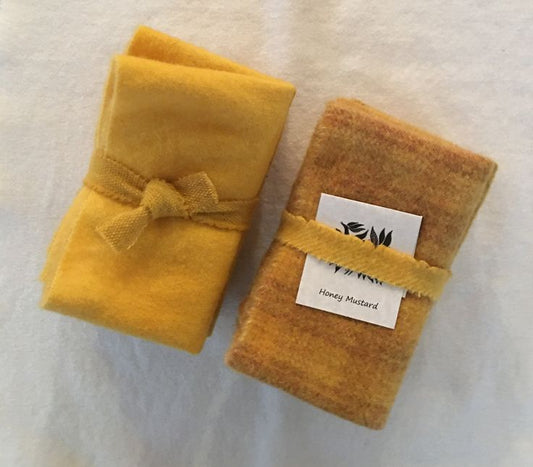 HONEY MUSTARD Hand Dyed Wool Bundle for Wool Applique, Rug Hooking, Rug Braiding and Wool Crafting