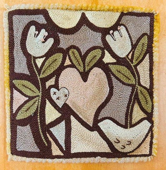 TWO HEARTS Punch Needle Embroidery Paper Pattern