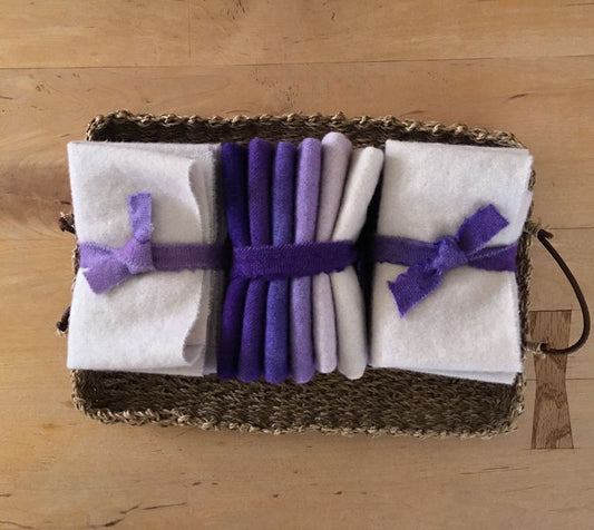 PASSION FLOWER Six Pack of Hand Dyed Wool Bundle for Rug Hooking and Wool Applique