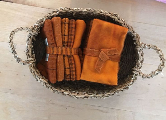 SPICED PUMPKIN Hand Dyed Wool Bundle for Rug Hooking and Wool Applique