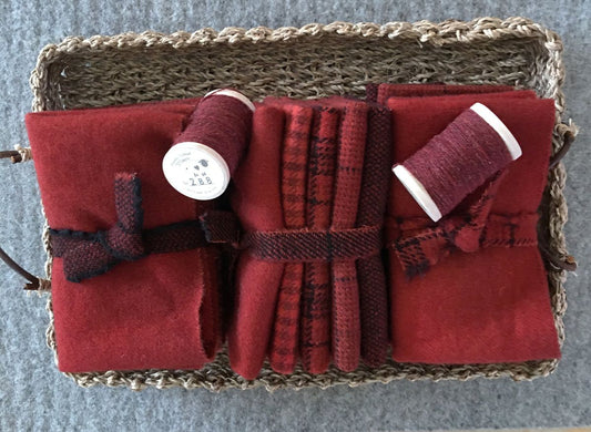 BRICK Hand Dyed Wool Bundle for Primitive Rug Hooking and Wool Applique