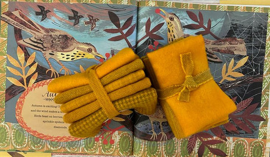 SOLID GOLD Hand Dyed Wool Bundle for Wool Applique, Rug Hooking, Rug Braiding and Wool Crafting