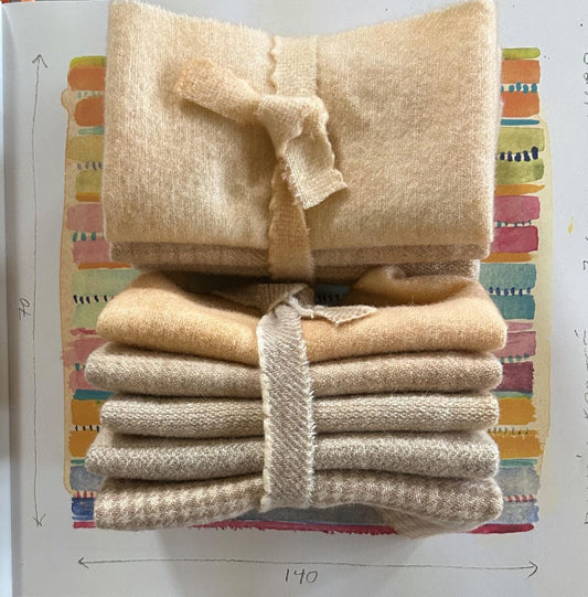 APRICOT Hand Dyed Wool Bundle for Primitive Rug Hooking and Wool Applique