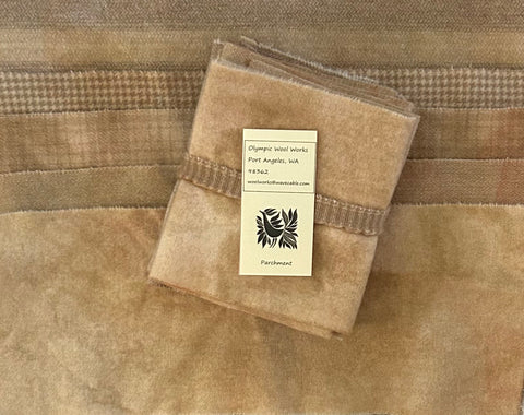 PARCHMENT Hand Dyed Wool Bundle for Primitive Wool Applique and Rug Hooking