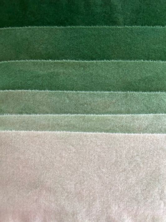 SPRING GREEN Six Pack of Hand Dyed Wool Bundle for Rug Hooking & Wool Applique