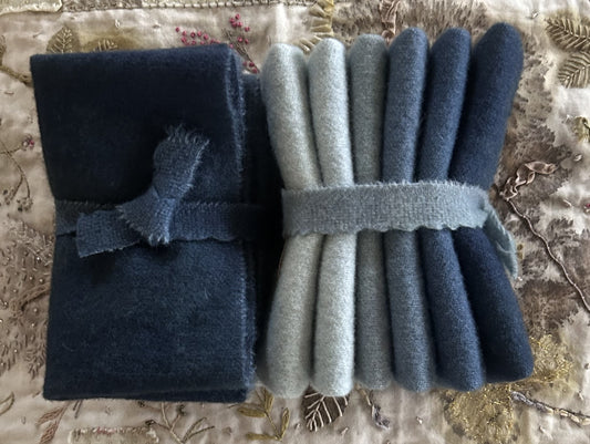 STONEWASHED Six Pack of Hand Dyed Wool Bundle for Rug Hooking & Wool Applique