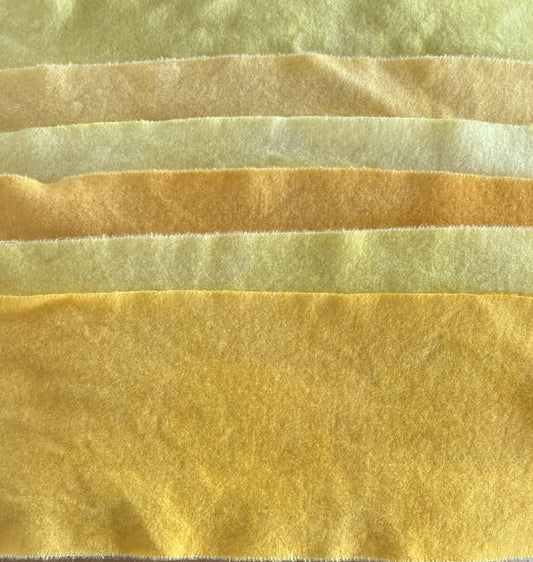 YELLOWS Six Pack of Hand Dyed Wool Bundle for Rug Hooking & Wool Applique
