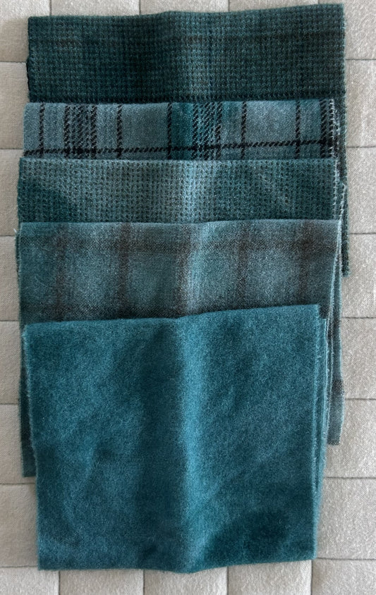 MALLARD Hand Dyed Wool Bundle for Primitive Rug Hooking and Wool Applique