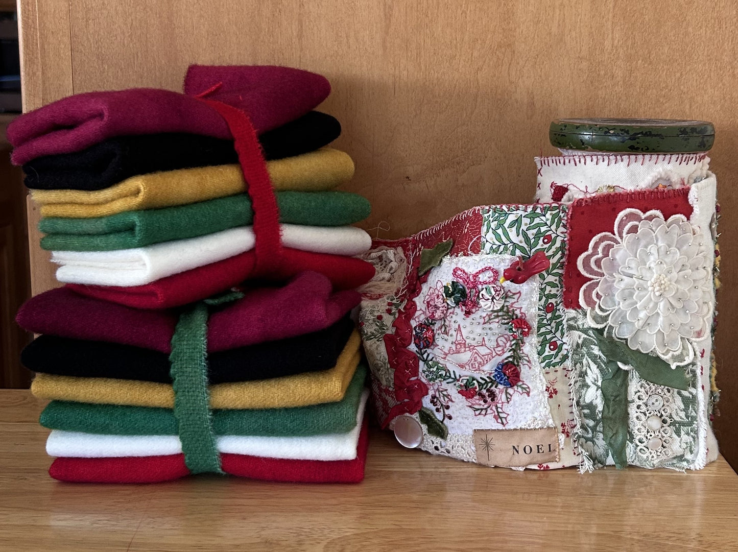 CHRISTMAS VIBE Six Pack of Hand Dyed Wool Bundle for Rug Hooking & Wool Applique