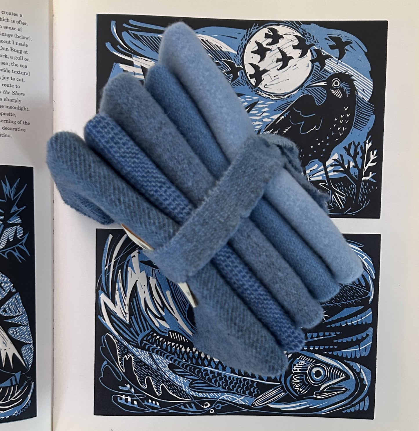 BLUE BIRD Hand Dyed Wool Bundle Wool Applique and Rug Hooking