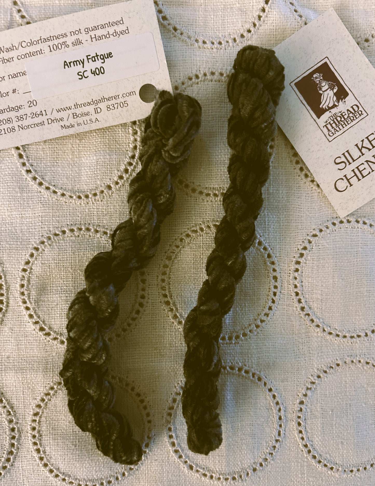 Lot of Two Hand dyed CHENILLE Silk THREAD