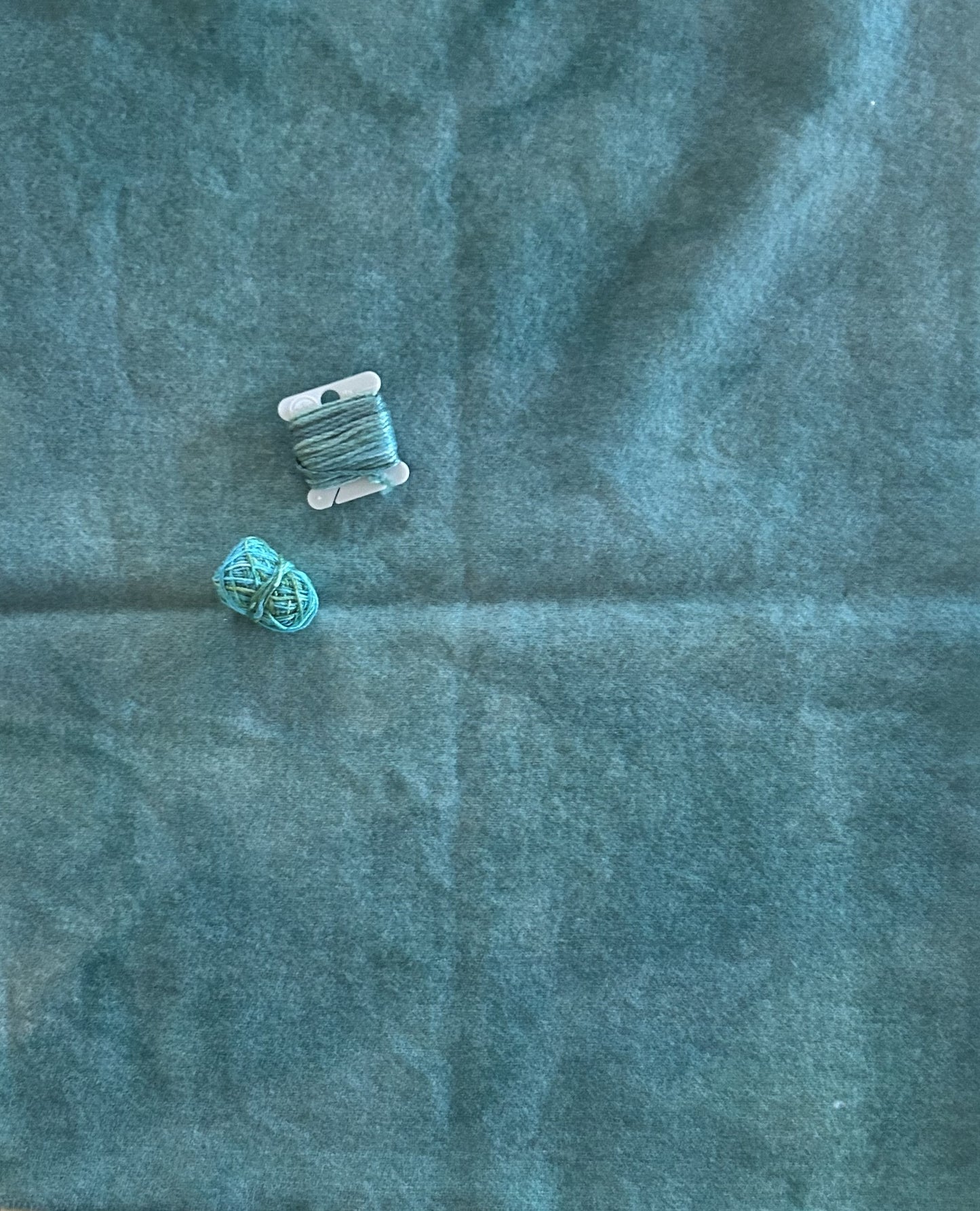 Dark AQUA Hand Dyed Fat Eighth and Coordinating Threads