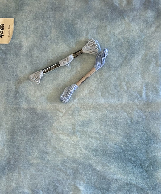 COASTAL BLUE Hand Dyed Fat Eighth and Coordinating Threads