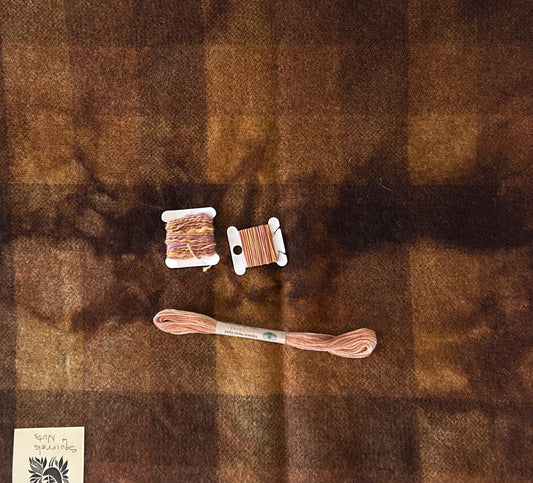 SQUIRRELS and NUTS Hand Dyed Fat Eighth Wool Fabric and Coordinating Threads